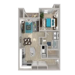 Floor plan for 1 bed, 1 bath, 934 sqft